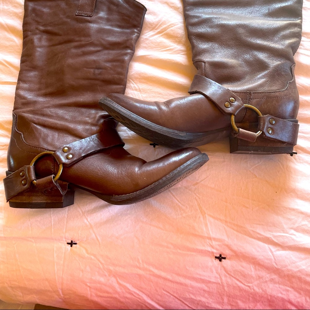 Wide calf leather boots
